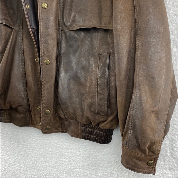 Vintage Columbia Brown Leather Bomber / Flight Jacket, Men’s Medium - Picture 6 of 17